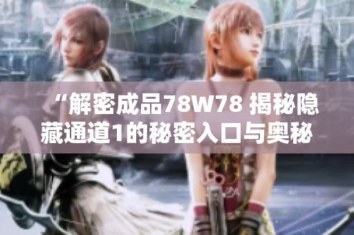 “解密成品78W78 揭秘隐藏通道1的秘密入口与奥秘”
